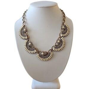 J.crew Art Deco White Scallop, Fan Rhinestone Necklace, Rare